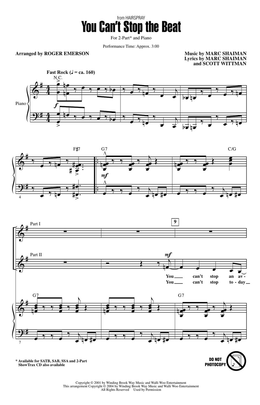 You Can't Stop The Beat (from Hairspray) (arr. Roger Emerson) 2-Part scores gallery preview page 1