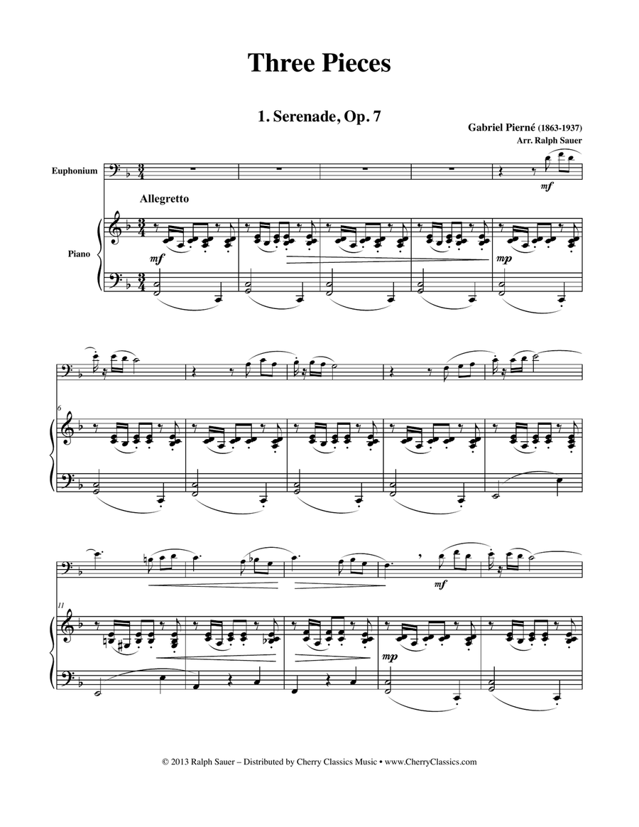 Three Pieces for Euphonium and Piano Euphonium scores gallery preview page 1