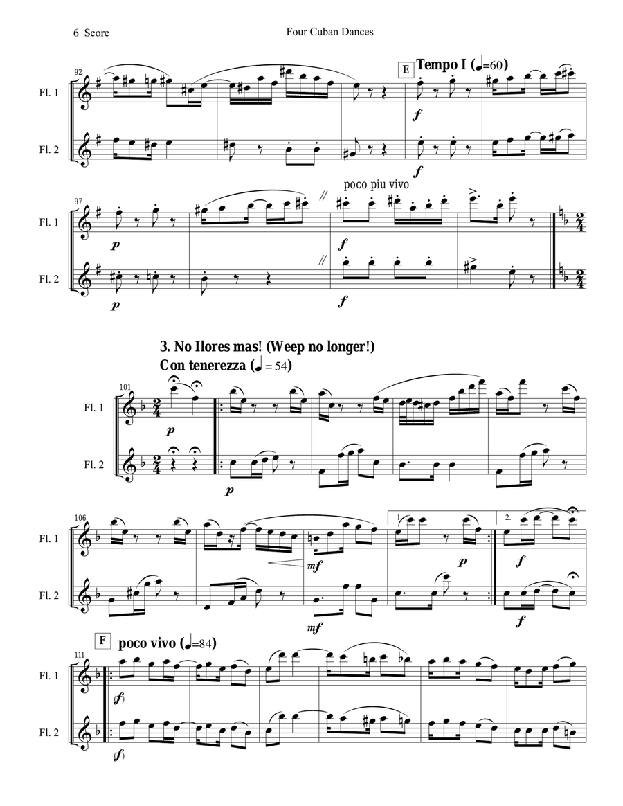 4 Cuban Dances by Cervantes for flute duet Flute Duet scores gallery preview page 6