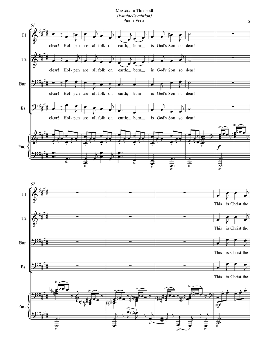 Masters In This Hall [+handbells edition] TTBB scores gallery preview page 5
