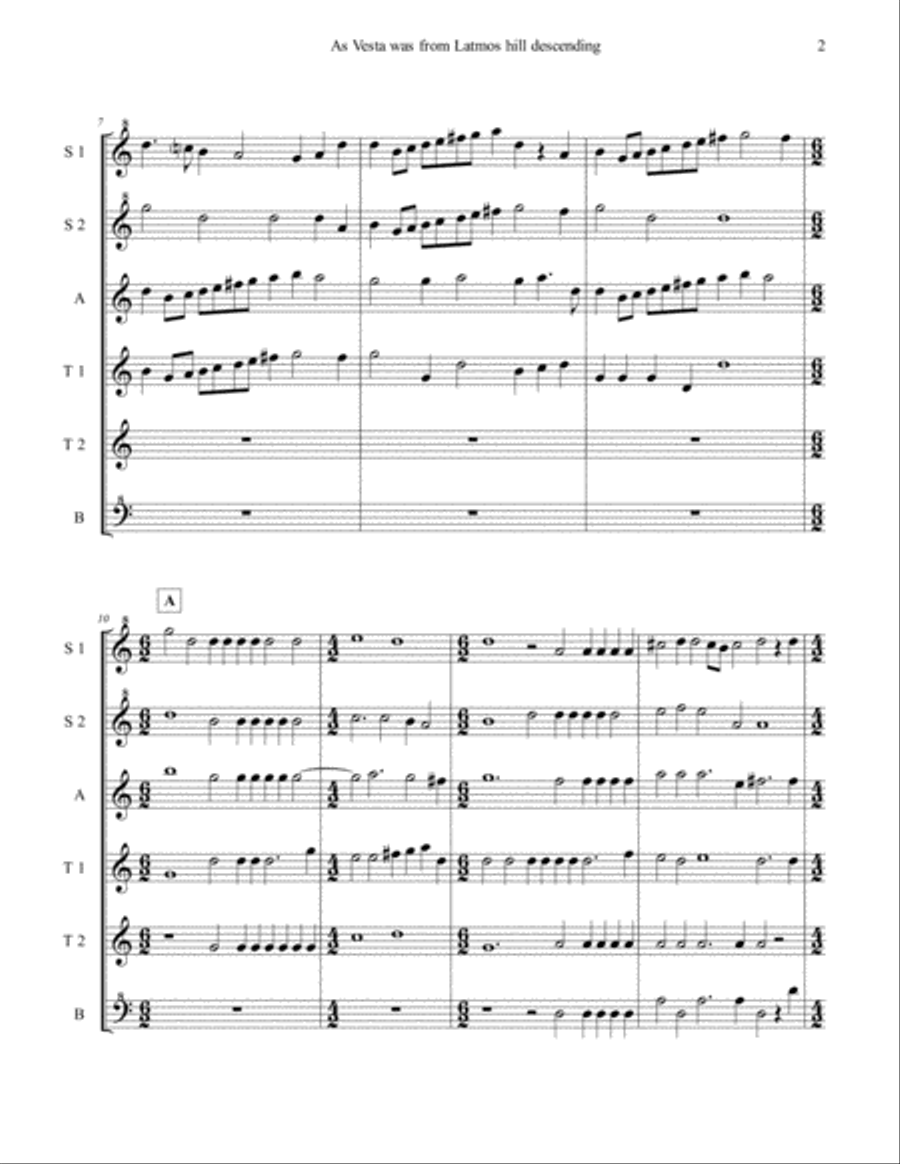 As Vesta Was Descending for Recorder Sextet Recorder scores gallery preview page 4