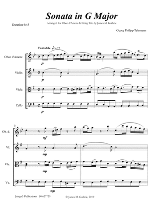 Telemann: Sonata in G Major for Oboe d'Amore & String Trio