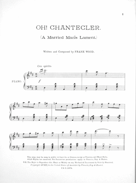 Oh! Chantecler (A Married Man's Lament)
