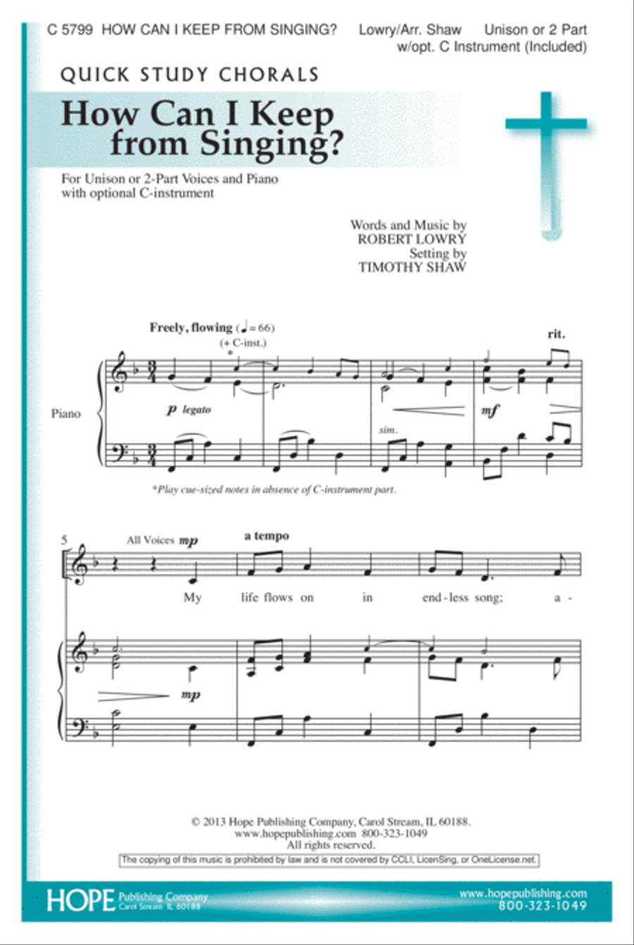 How Can I Keep from Singing? Unison Choir scores gallery preview page 2