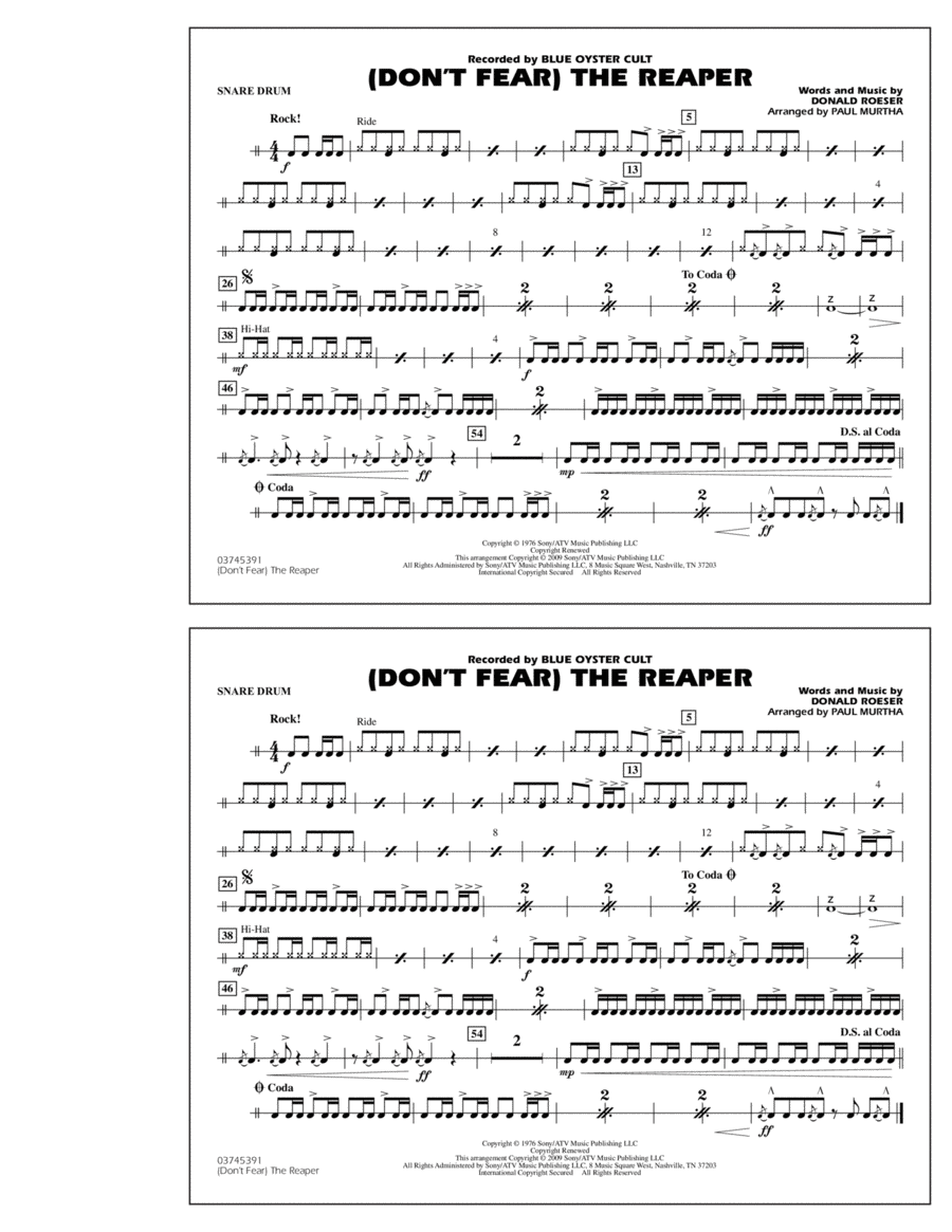 (Don't Fear) The Reaper - Snare Drum