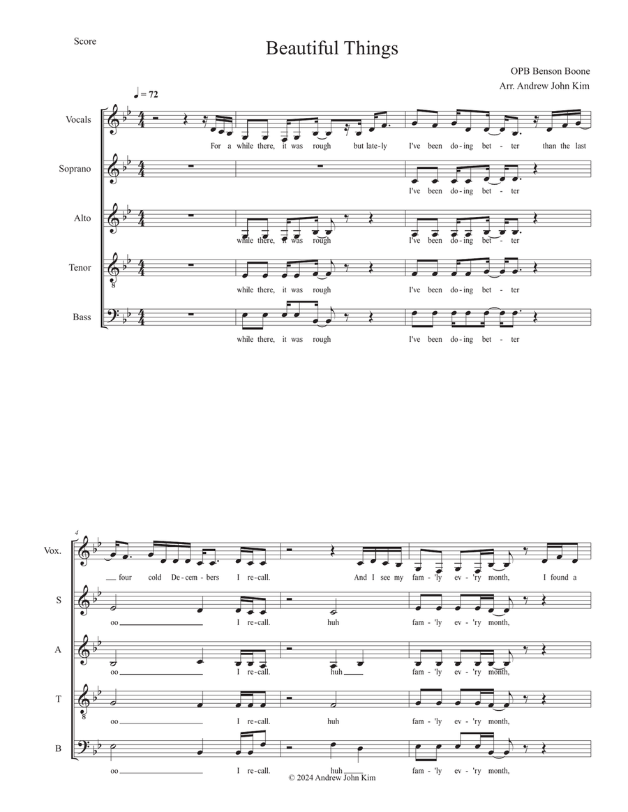 Beautiful Things 4-Part scores gallery preview page 1