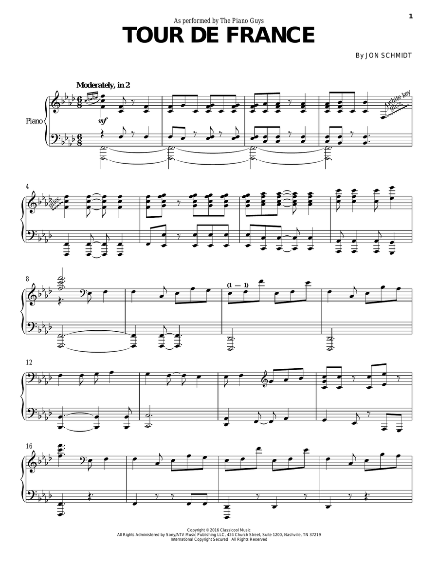 Tour De France Piano Solo scores gallery preview page 1