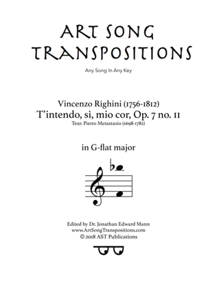Book cover for RIGHINI: T'intendo, sì, mio cor, Op. 7 no. 11 (transposed to G-flat major)