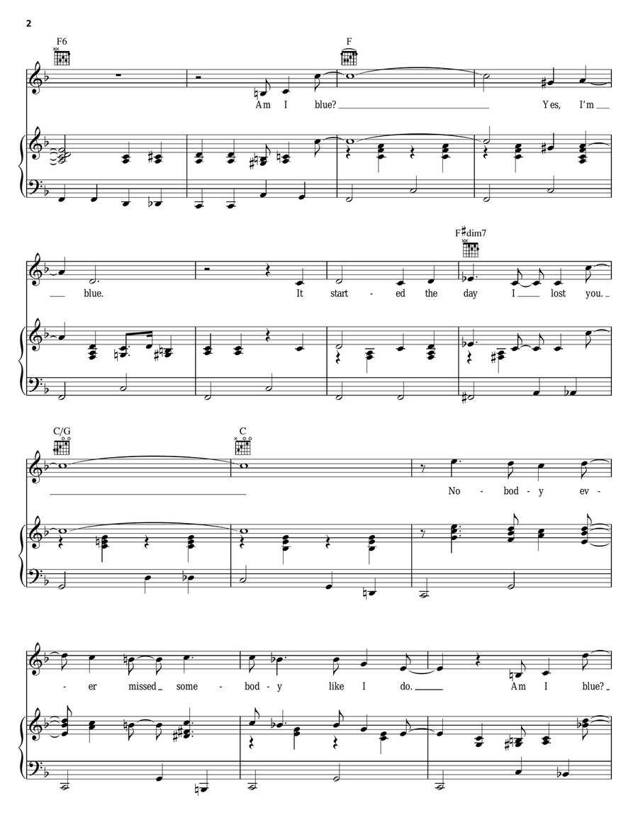 Am I Blue (Yes, I Am Blue) Piano, Vocal, Guitar scores gallery preview page 2