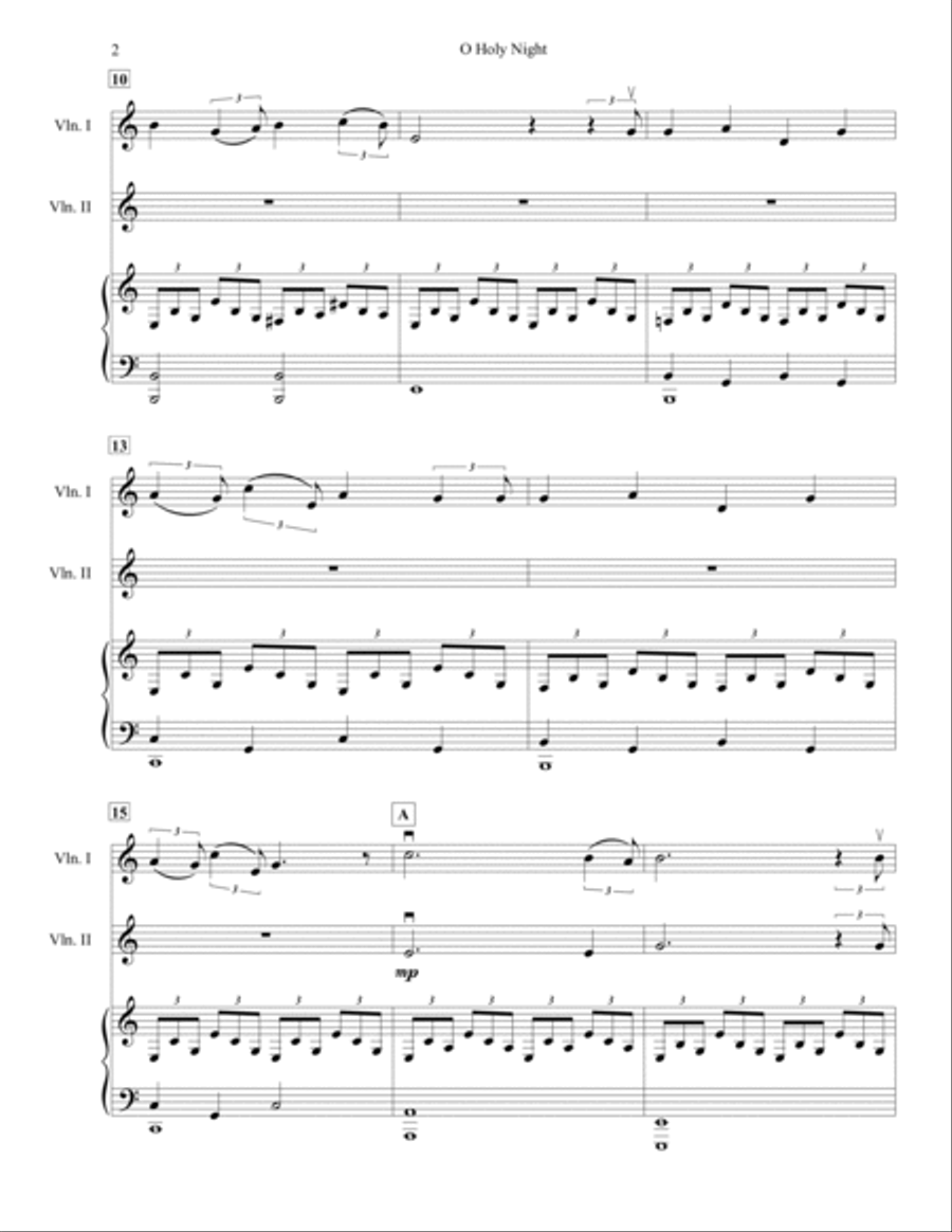 O Holy Night, for Two Violins and Piano String Orchestra scores gallery preview page 3