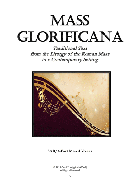 Mass Glorificana (Traditional Text from the Liturgy of the Roman Mass in a Contemporary Setting) SA image number null
