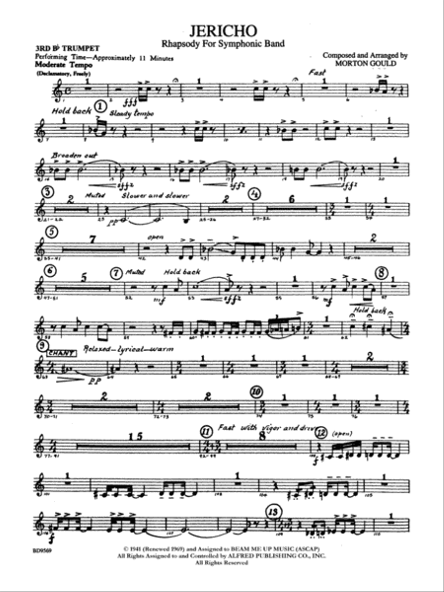 Jericho: 3rd B-flat Trumpet Concert Band scores gallery preview page 1