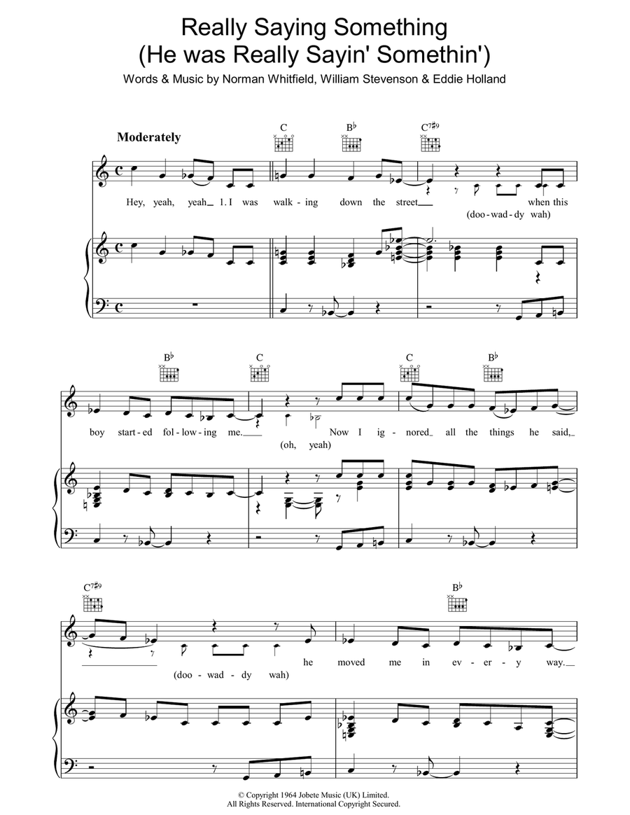 He Was Really Saying Somethin' Piano, Vocal, Guitar scores gallery preview page 1