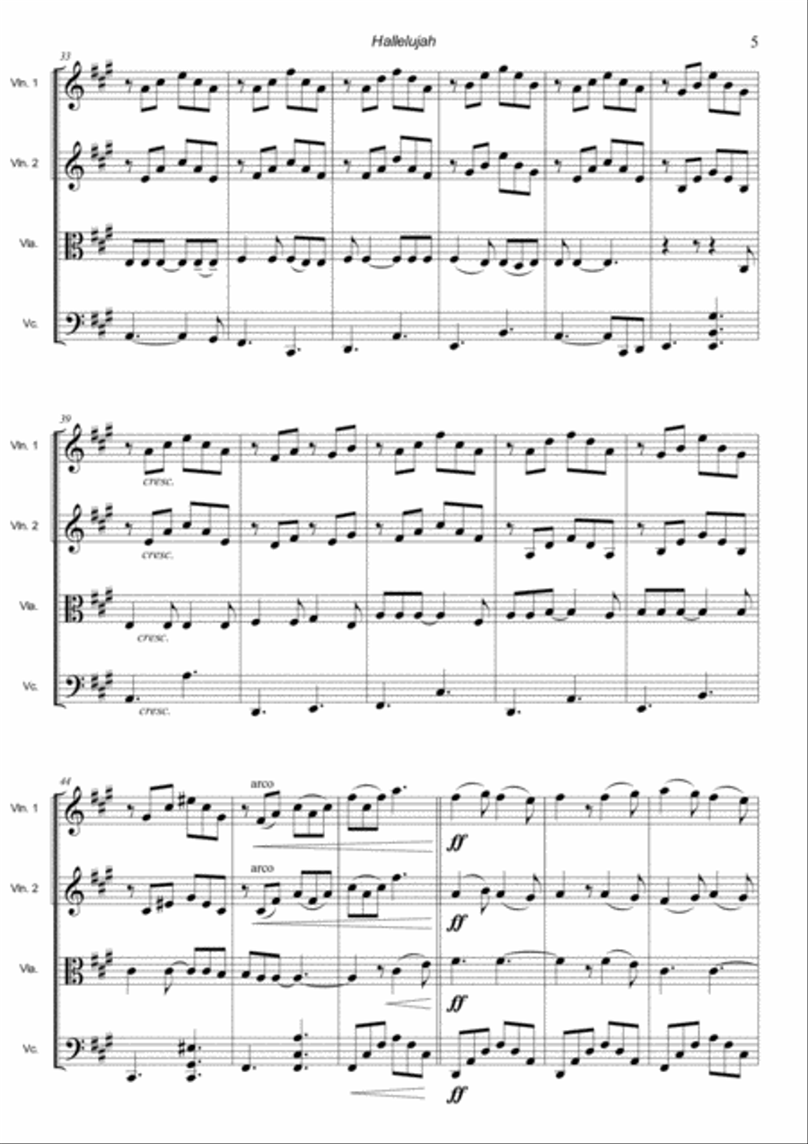 Hallelujah String Quartet scores gallery preview page 5