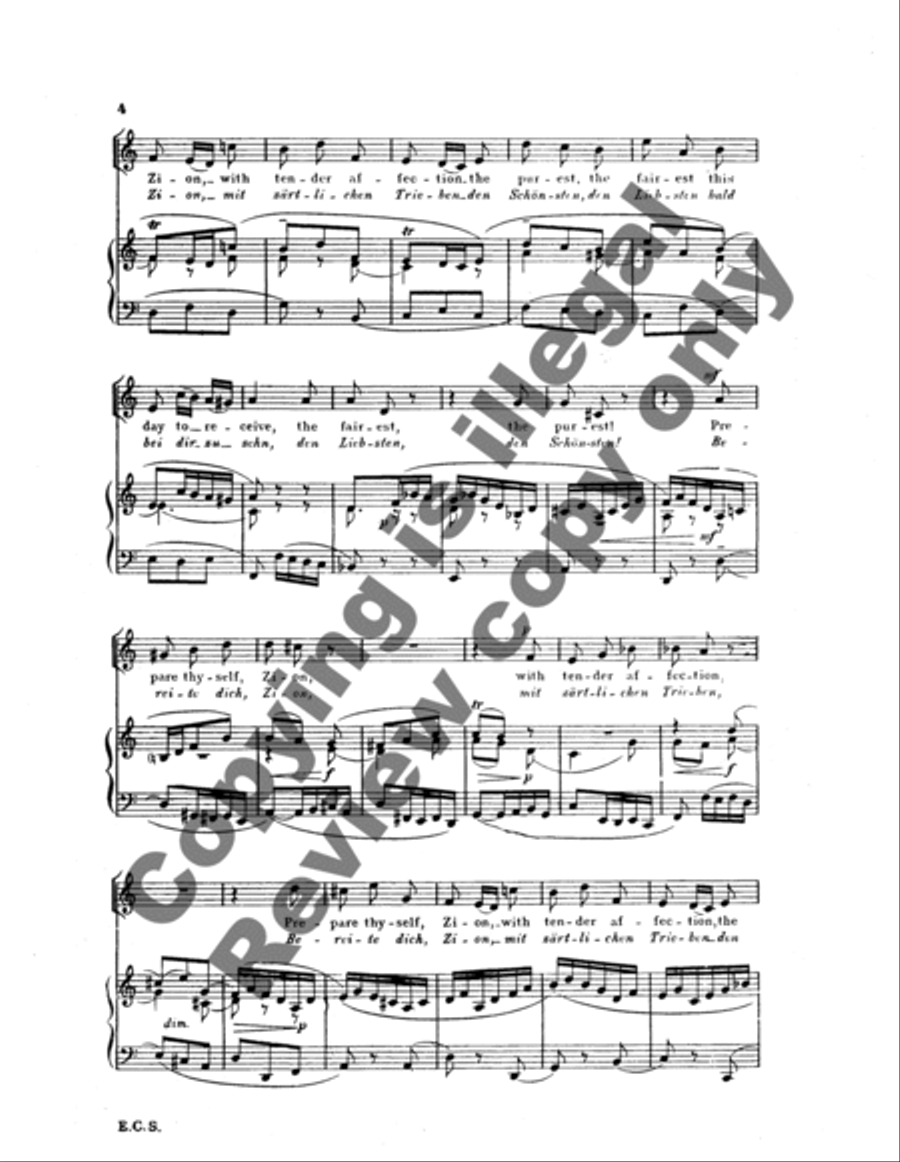 Christmas Oratorio: Prepare thyself Zion (Bereite dich, Zion) Unison Choir scores gallery preview page 7