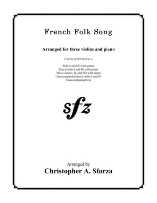 Book cover for French Folk Song, for three violins and piano