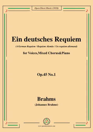 Book cover for Brahms-Ein deutsches Requiem(A German Requiem),Op.45 No.1,for Voices,Mixed Chorus&Piano