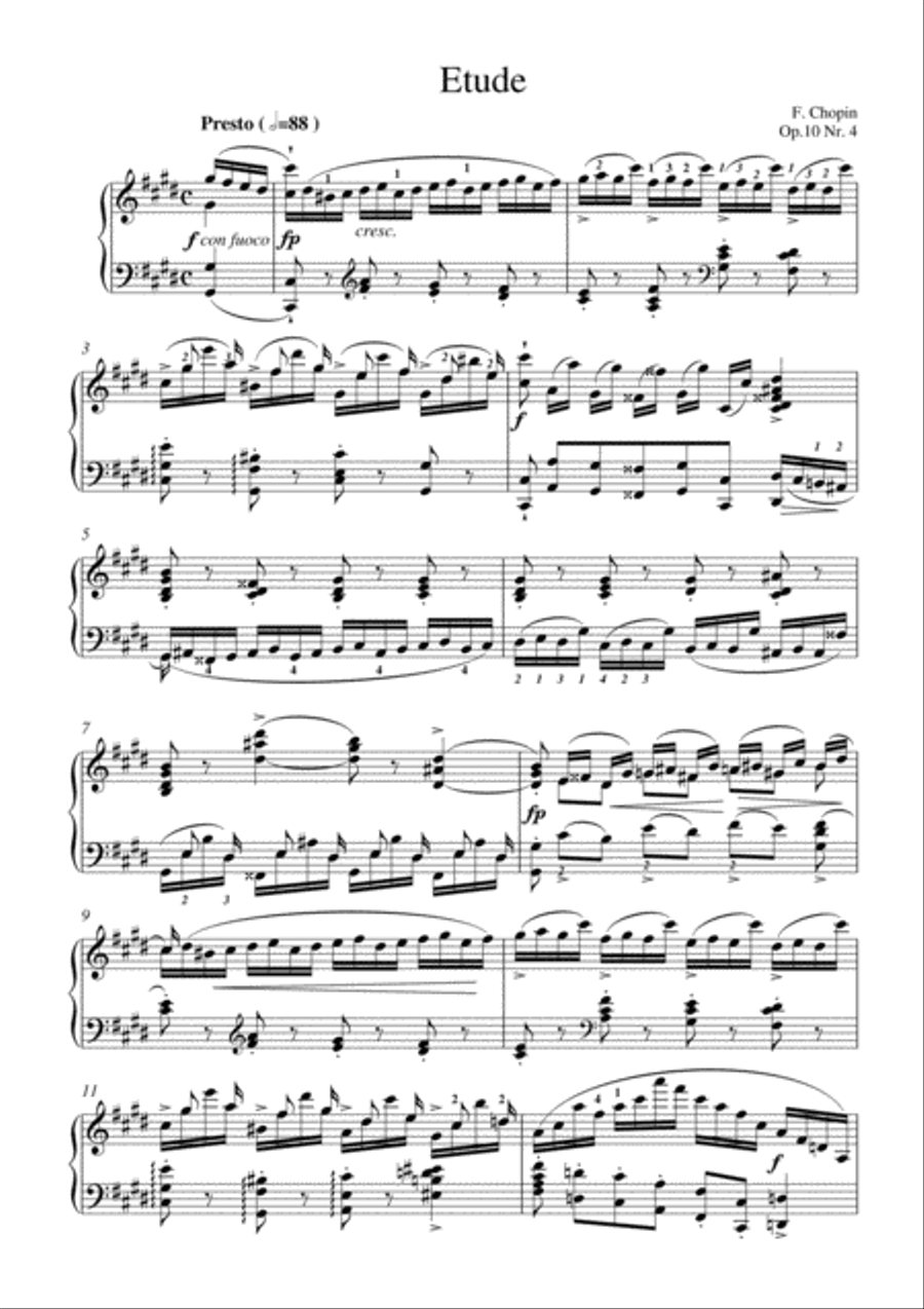 Chopin - Etude Op. 10, No. 4 in C-sharp minor for piano solo Piano Method scores gallery preview page 2