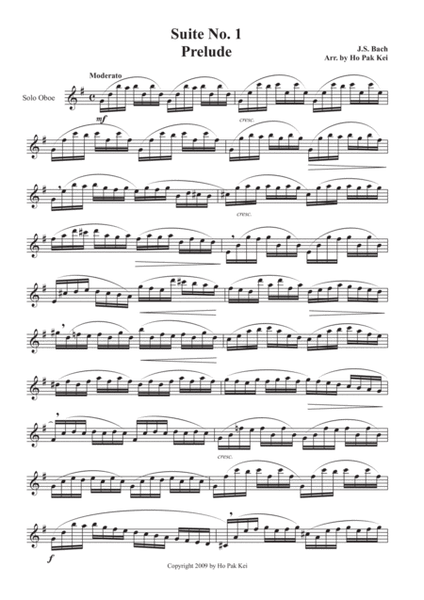 Cello Suite no.1 for oboe or english horn solo. image number null