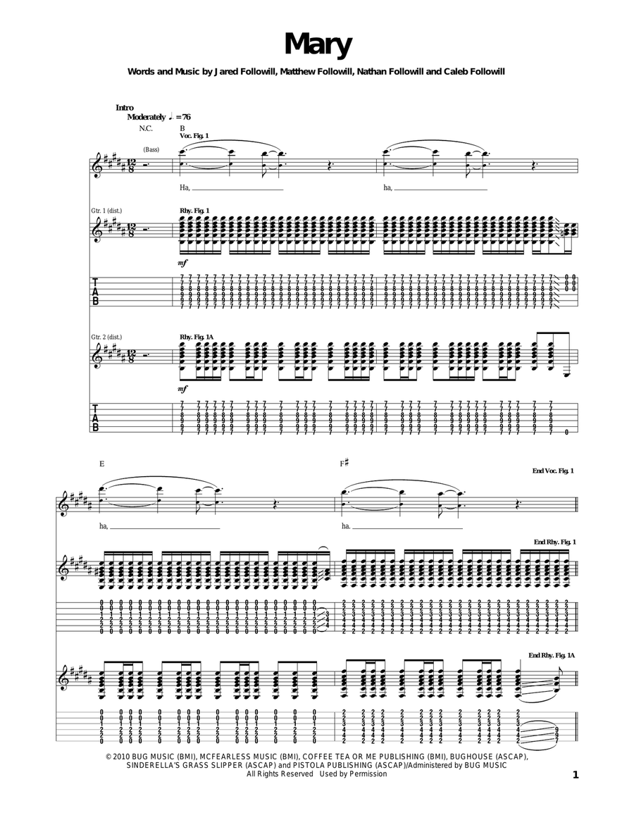 Mary Acoustic Guitar scores gallery preview page 1