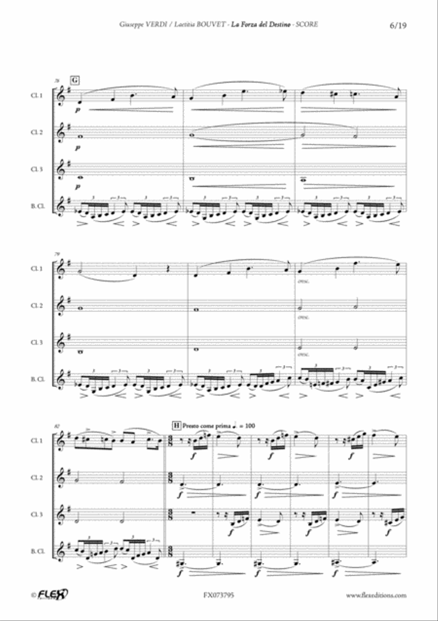 La Forza del Destino Clarinet Quartet scores gallery preview page 6
