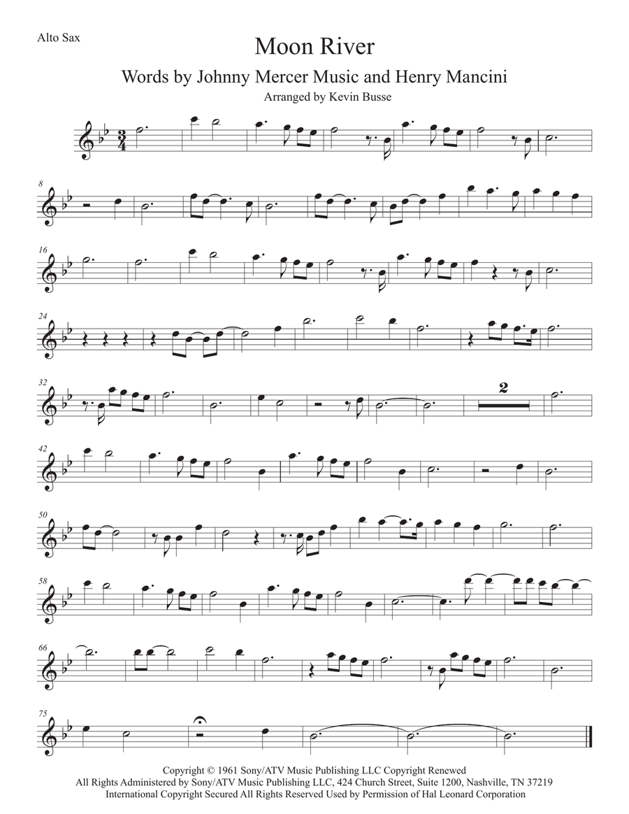 Moon River Alto Saxophone scores gallery preview page 1