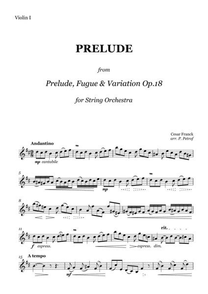 C. Frank - PRELUDE from  Prelude, Fugue & Variation Op.18 for String Orchestra image number null