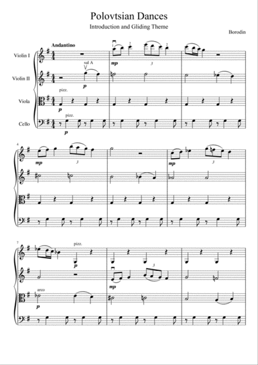 Theme from Polovtsian Dances String Quartet scores gallery preview page 2