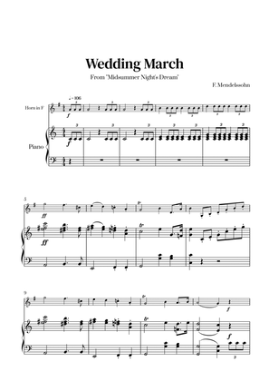 Book cover for Felix Mendelssohn - Wedding March From Midsummer Night's Dream for French Horn and Piano