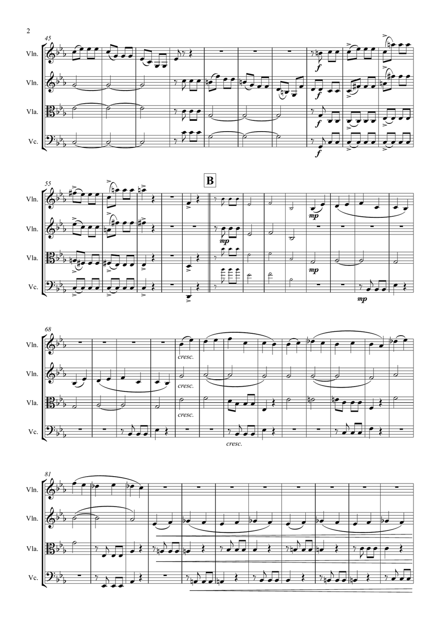 Beethovens 5th Symphony - 1st Movement - String Quartet String Quartet scores gallery preview page 2