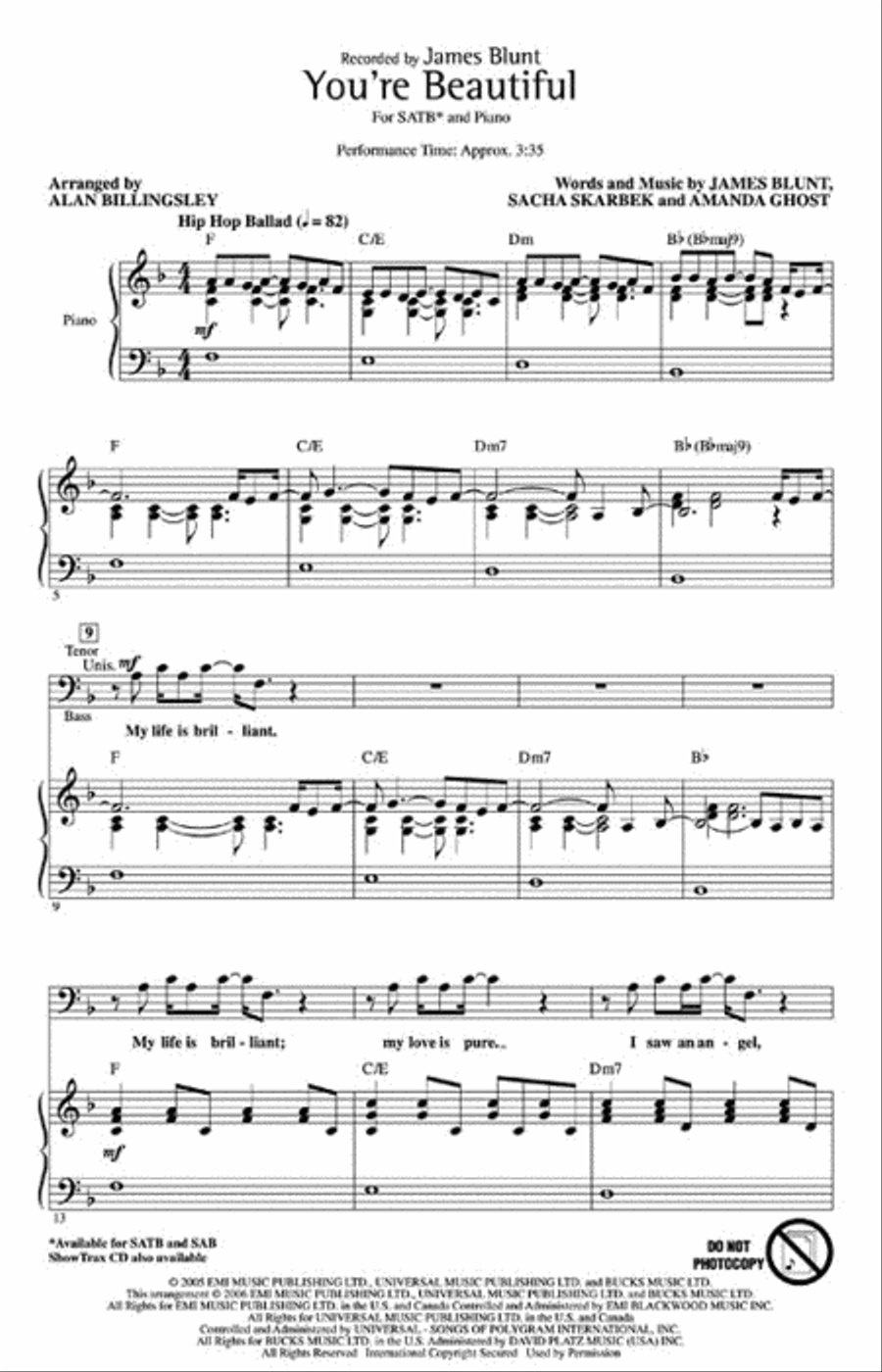 You're Beautiful You're Beautiful 4-Part scores gallery preview page 2