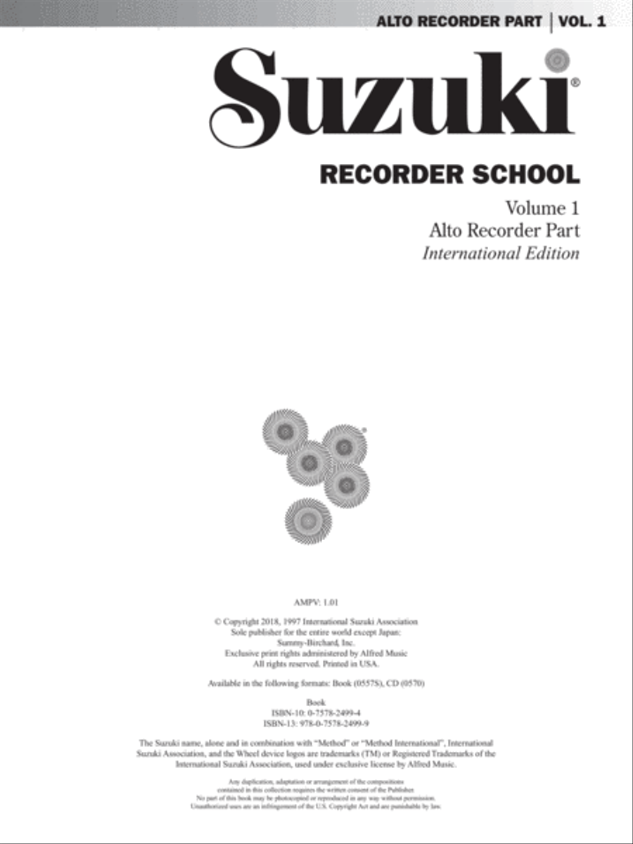 Suzuki Recorder School (Alto Recorder), Volume 1 Alto Recorder scores gallery preview page 2