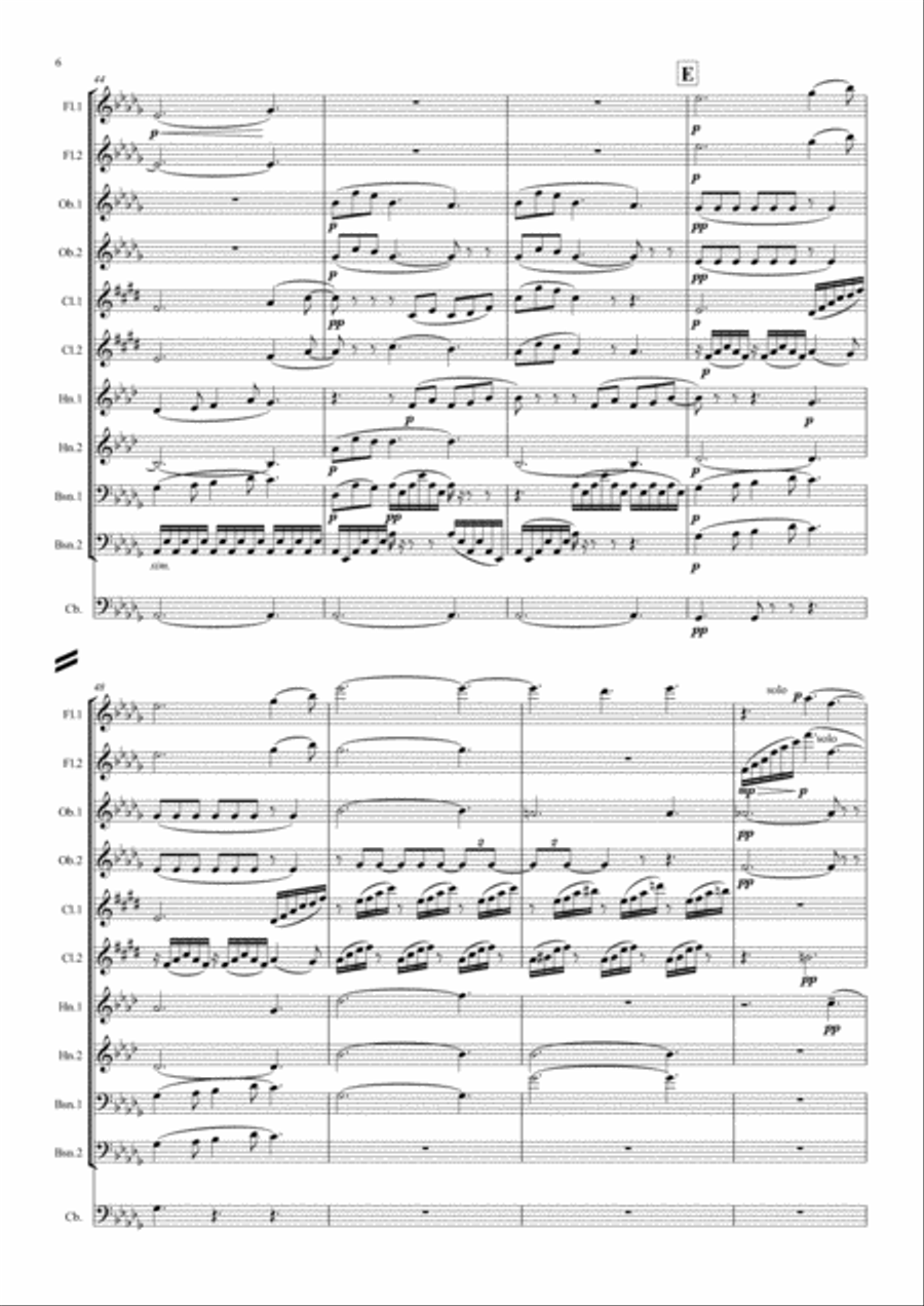 Debussy: Suite Bergamasque Mvt.3 Clair de Lune - wind dectet (& bass) School and Community scores gallery preview page 6