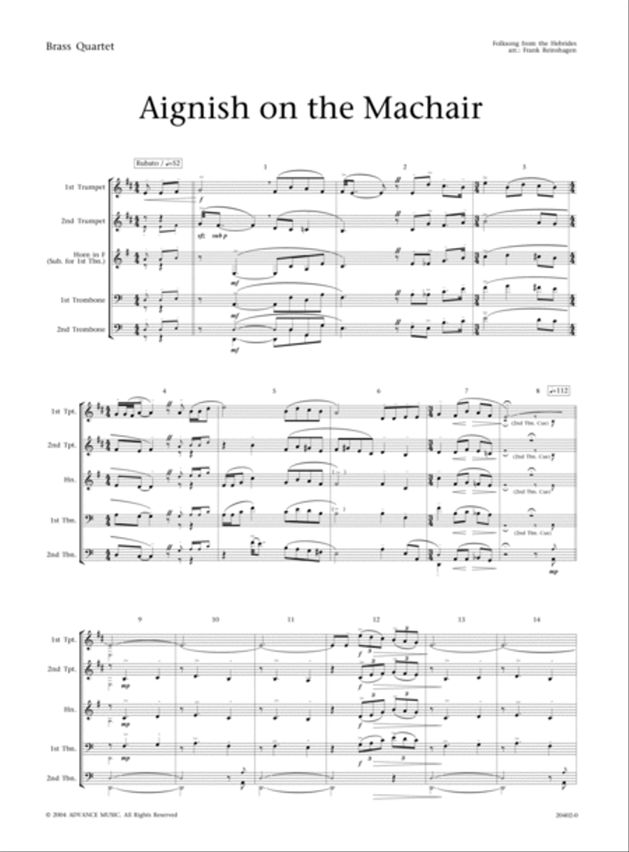 Aignish on the Machair Brass Ensemble scores gallery preview page 2