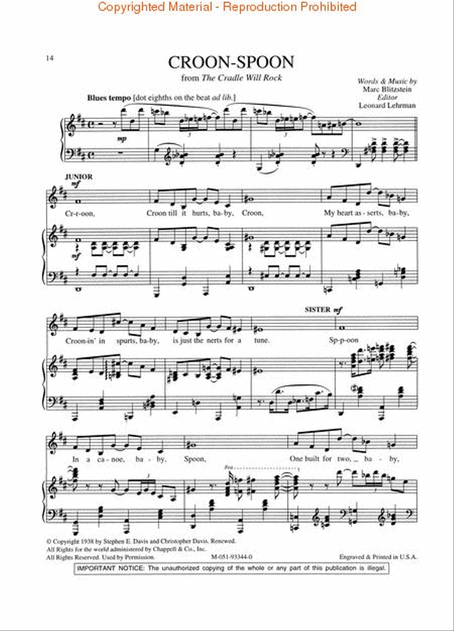 The Marc Blitzstein Songbook – Volume 1 Voice Solo scores gallery preview page 4