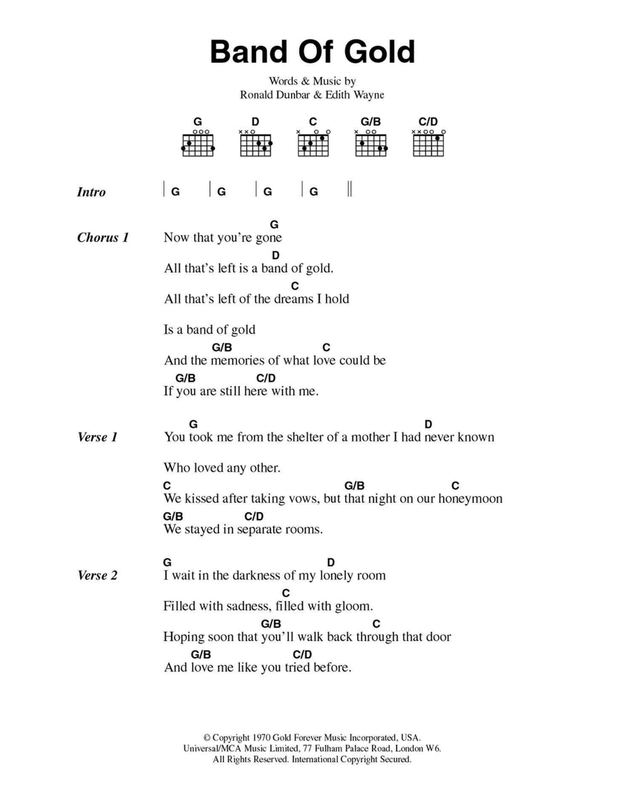 Band Of Gold Easy Guitar scores gallery preview page 1