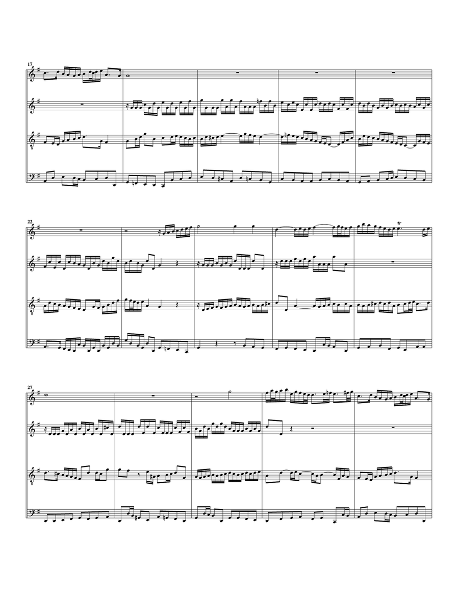 Aria: Alles, was von Gott geboren from Cantata BWV 80 (arrangement for 4 recorders)