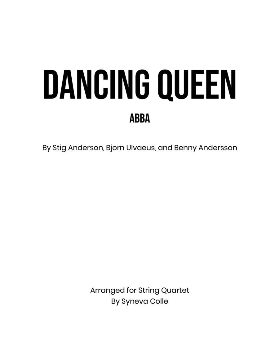 Dancing Queen Dancing Queen String Quartet scores gallery preview page 1