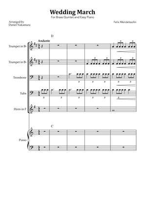 Wedding March (For Brass Quintet and Easy Piano)