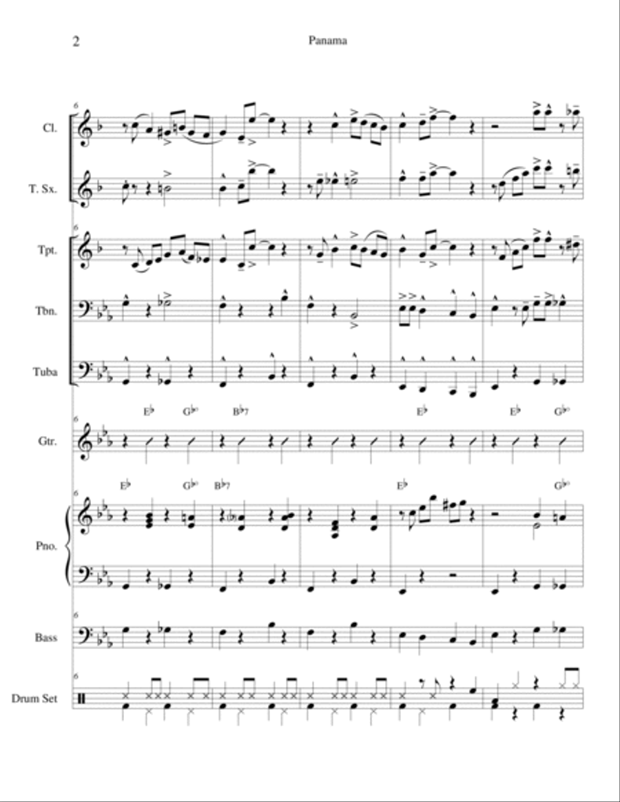 Panama for Dixieland Combo by William Henry Tyers Jazz Ensemble scores gallery preview page 3