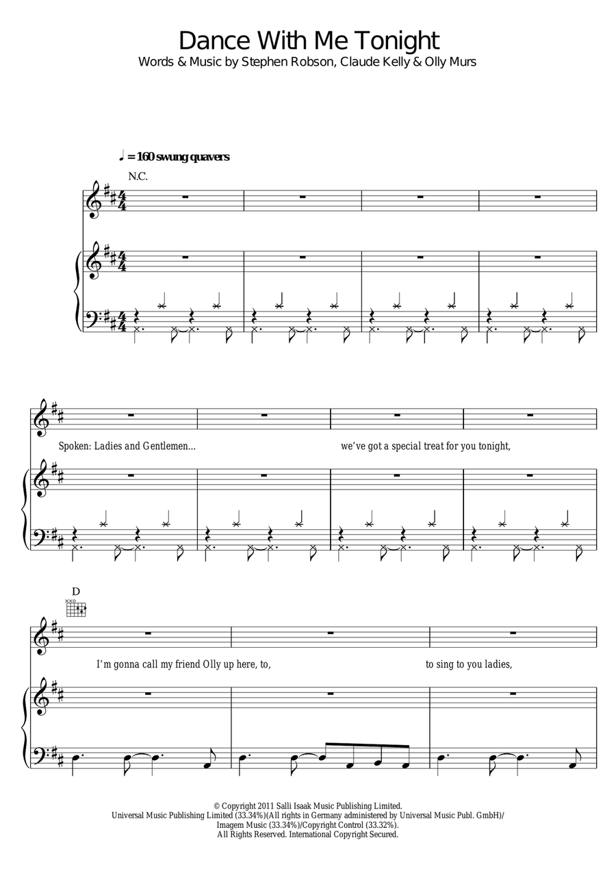 Dance With Me Tonight Dance With Me Tonight Piano, Vocal scores gallery preview page 1
