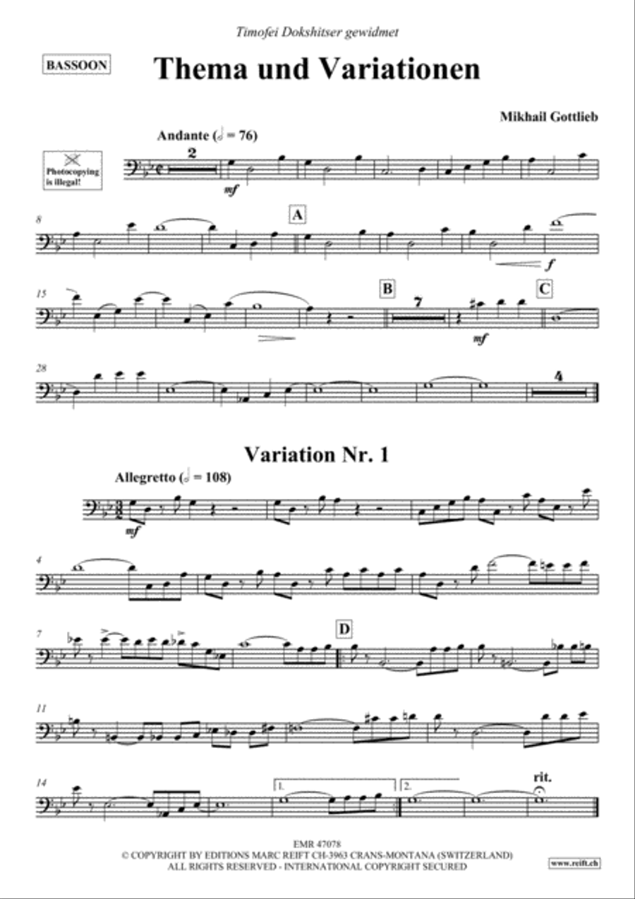 Thema und Variationen Thema und Variationen Bassoon Solo scores gallery preview page 2