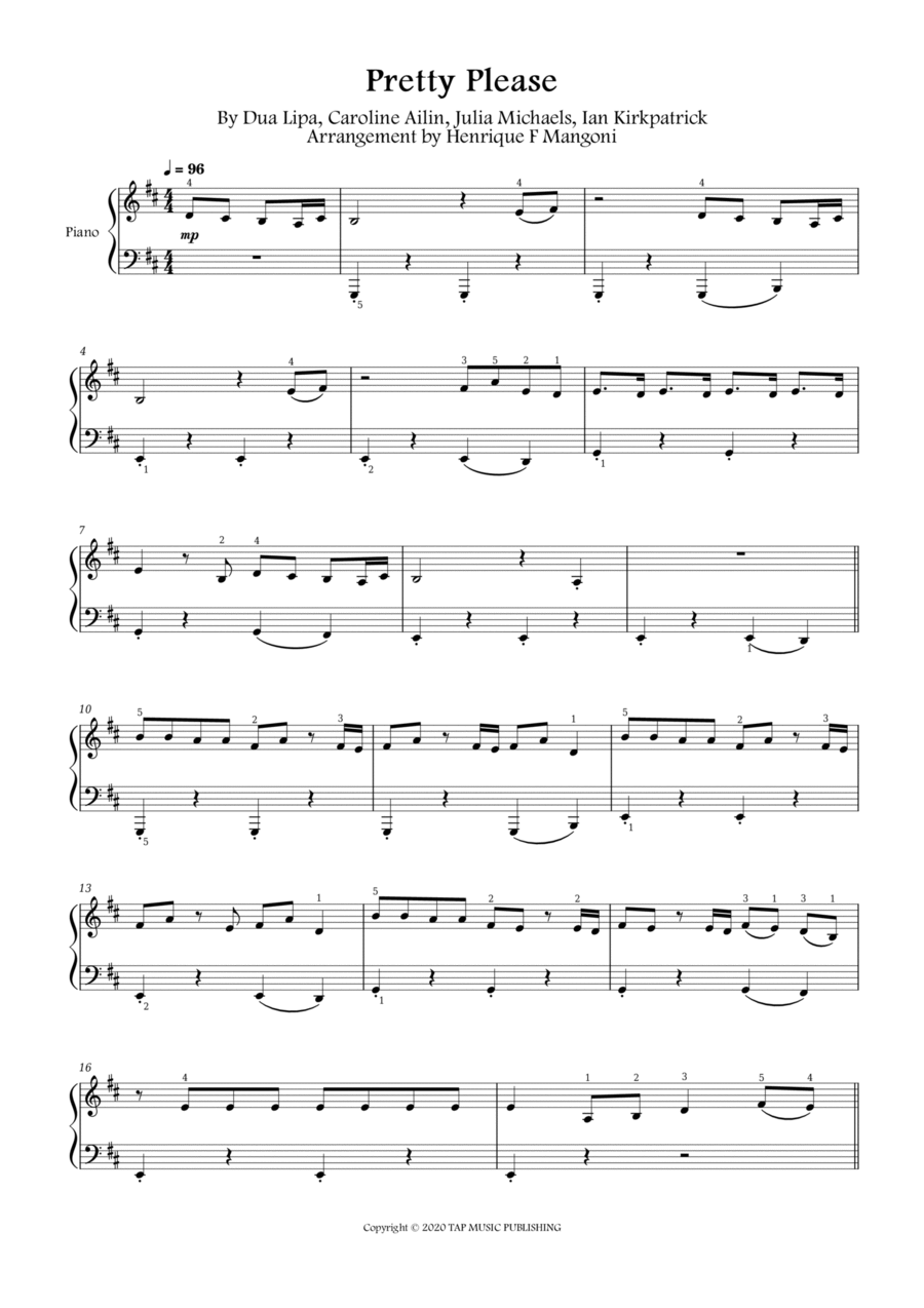 Pretty Please Easy Piano scores gallery preview page 1