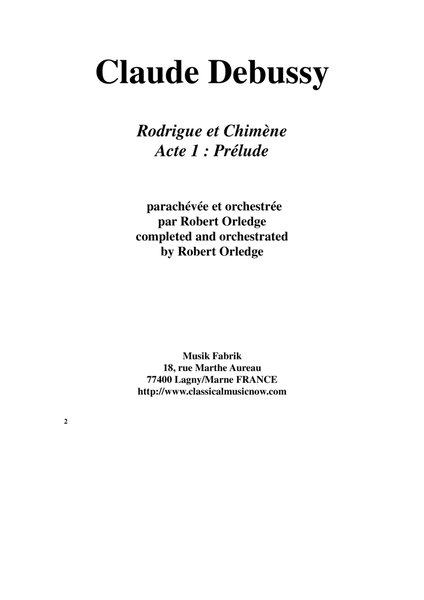 Rodrigue et Chimène : Acte 1 - Prélude - Score Only