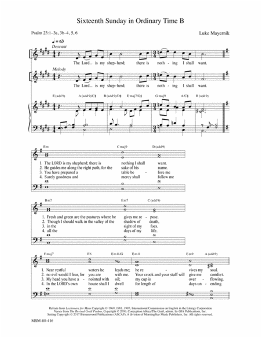 Sixteenth Sunday in Ordinary Time B 4-Part scores gallery preview page 1