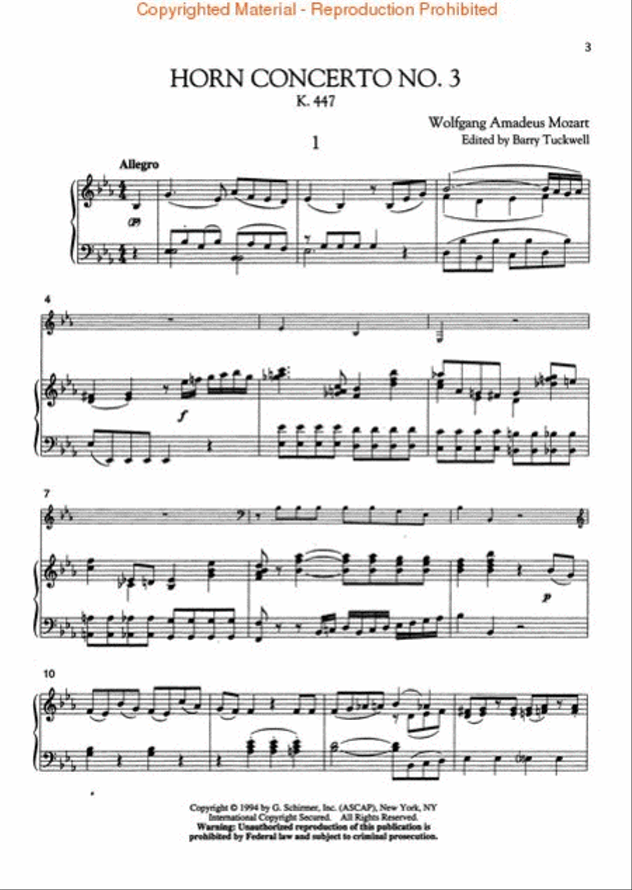 Concerto No. 3, K. 447 Horn scores gallery preview page 2