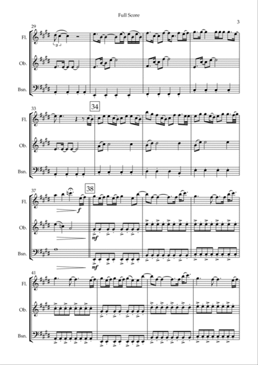 How Far I'll Go Woodwind Trio scores gallery preview page 3