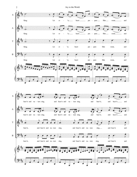Joy to the World - for SATB choir with piano accompaniment image number null