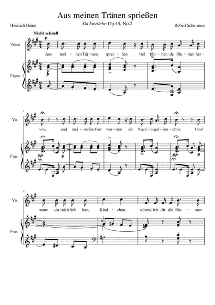 Aus meinen Tranen spriessen - A Major Voice Solo scores gallery preview page 2