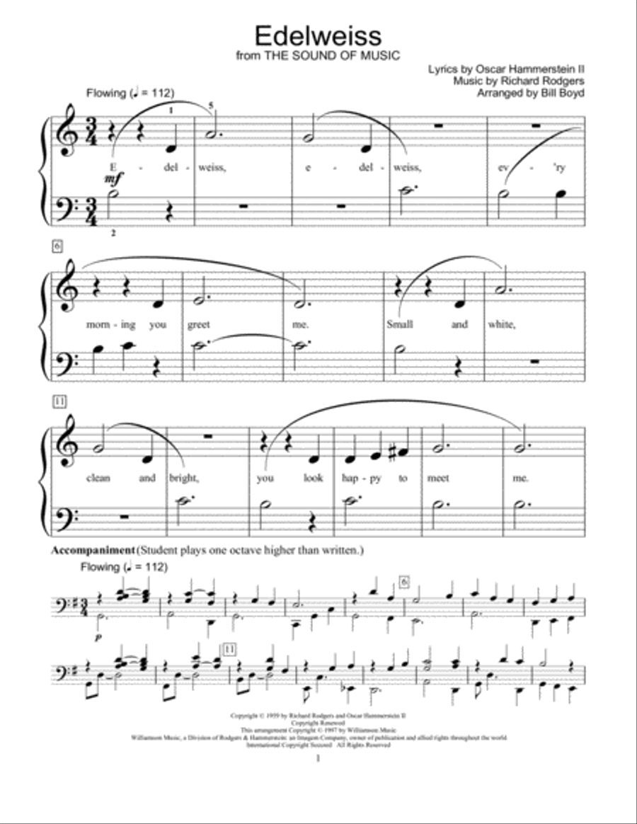 Edelweiss (from The Sound Of Music) (arr. Bill Boyd) Piano scores gallery preview page 1